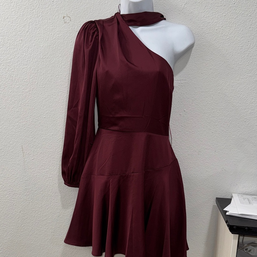 Astr One-Shoulder Burgundy Dress